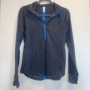 Gray and Carolina Blue Fleece Lined Quarter-Zip Pullover